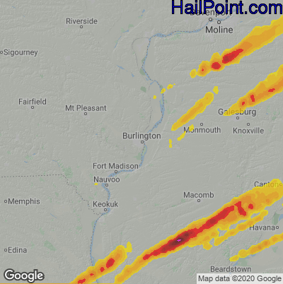 Hail Map for Burlington, IA Region on April 20, 2023
