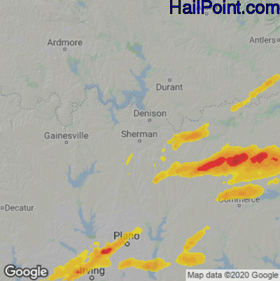 Hail Map for Sherman, TX Region on April 20, 2023