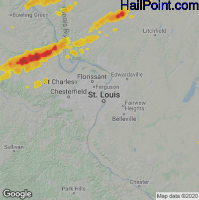 Hail Map for St. Louis, MO Region on April 20, 2023 