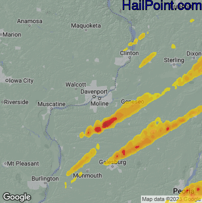 Hail Map for Moline, IL Region on April 20, 2023