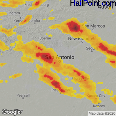 Hail Map for San Antonio, TX Region on April 20, 2023 