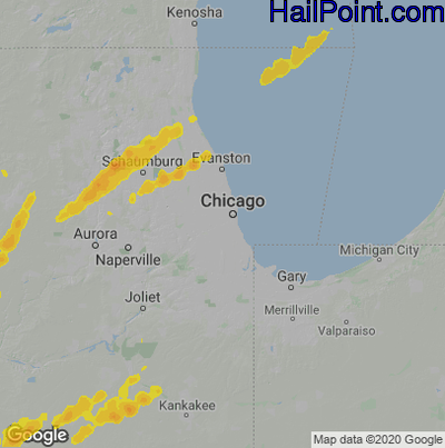 Hail Map for Chicago, IL Region on April 20, 2023
