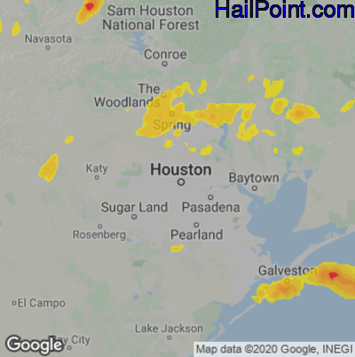 Hail Map for Houston, TX Region on April 20, 2023
