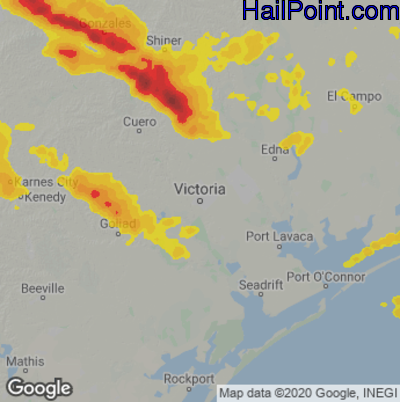 Hail Map for Victoria, TX Region on April 21, 2023 