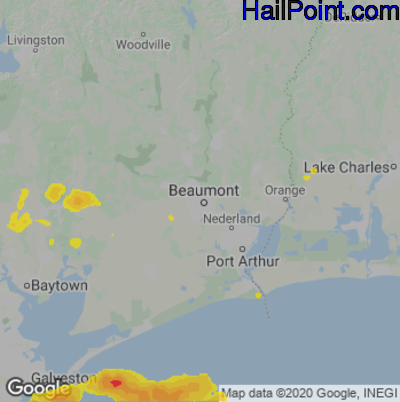 Hail Map for Beaumont, TX Region on April 21, 2023