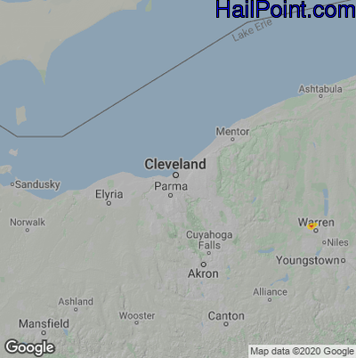 Hail Map for Cleveland, OH Region on April 21, 2023