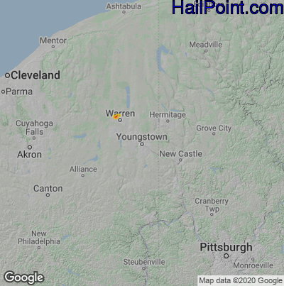 Hail Map for Youngstown, OH Region on April 21, 2023
