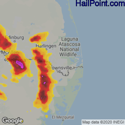 Hail Map for Brownsville, TX Region on April 21, 2023 