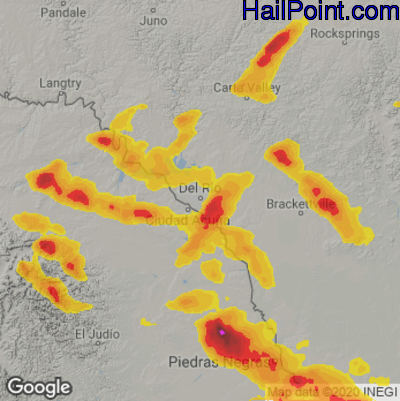 Hail Map for Del Rio, TX Region on April 22, 2023 