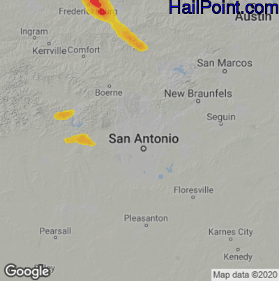 Hail Map for San Antonio, TX Region on April 23, 2023