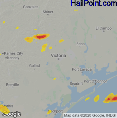 Hail Map for Victoria, TX Region on April 23, 2023 