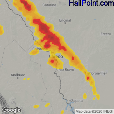 Hail Map for Laredo, TX Region on April 23, 2023
