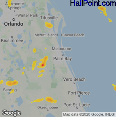 Hail Map for Palm Bay, FL Region on April 24, 2023
