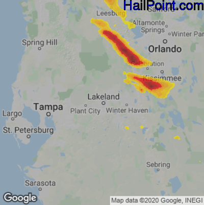 Hail Map for Lakeland, FL Region on April 25, 2023 