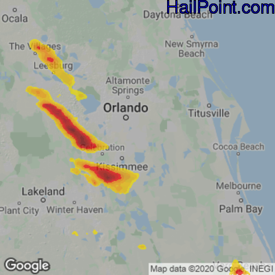 Hail Map for Orlando, FL Region on April 25, 2023 