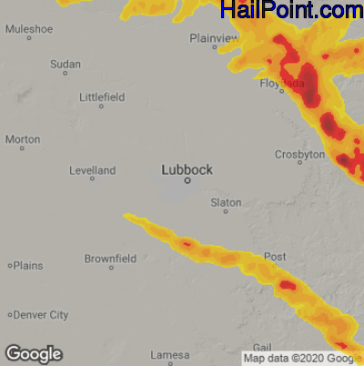 Hail Map for Lubbock, TX Region on April 25, 2023