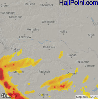 Hail Map for Childress, TX Region on April 26, 2023