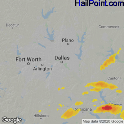 Hail Map for Dallas, TX Region on April 26, 2023 