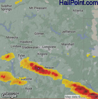 Hail Map for Long View, TX Region on April 26, 2023