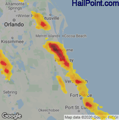 Hail Map for Palm Bay, FL Region on April 26, 2023 