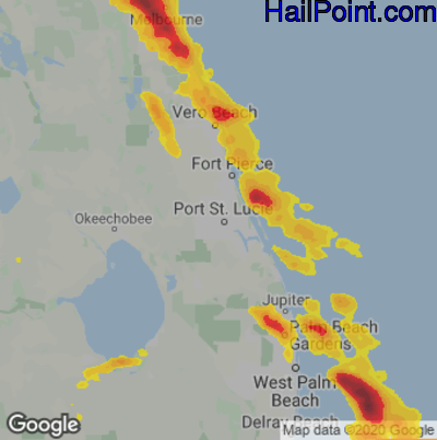 Hail Map for Port St. Lucie, FL Region on April 26, 2023 