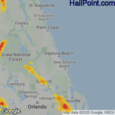 Hail Map for Daytona Beach, FL Region on April 26, 2023