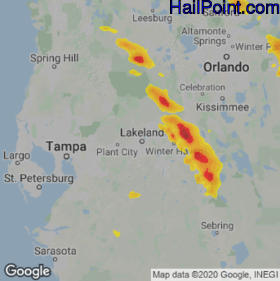 Hail Map for Lakeland, FL Region on April 26, 2023 