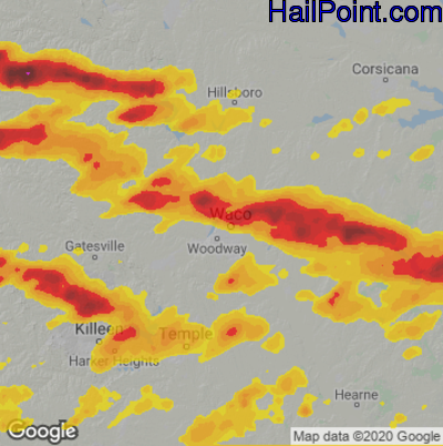 Hail Map for Waco, TX Region on April 26, 2023 