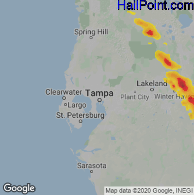 Hail Map for Tampa, FL Region on April 26, 2023 
