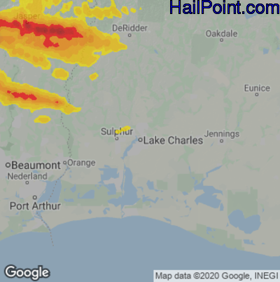 Hail Map for Lake Charles, LA Region on April 27, 2023