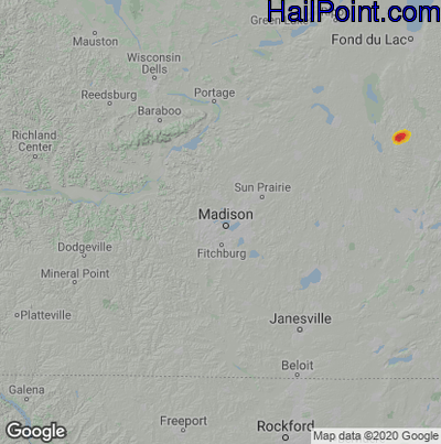 Hail Map for Madison, WI Region on April 27, 2023