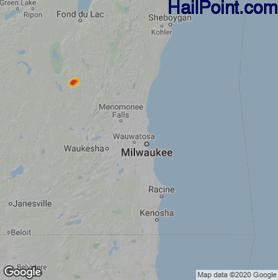 Hail Map for Milwaukee, WI Region on April 27, 2023