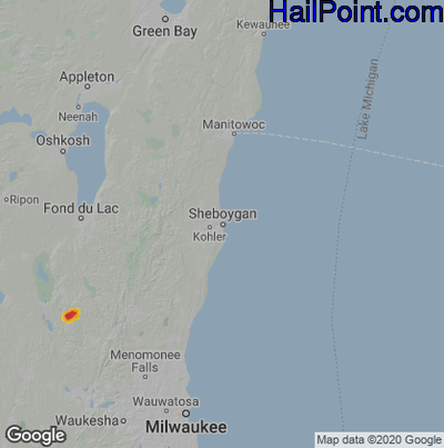 Hail Map for Sheboygan, WI Region on April 27, 2023