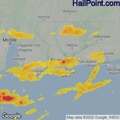 Hail Map for Pensacola, FL Region on April 27, 2023