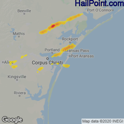 Hail Map for Corpus Christi, TX Region on April 27, 2023