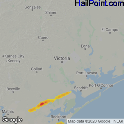 Hail Map for Victoria, TX Region on April 27, 2023