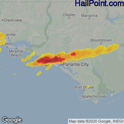 Hail Map for Panama City, FL Region on April 27, 2023