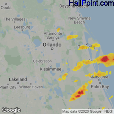 Hail Map for Orlando, FL Region on April 27, 2023