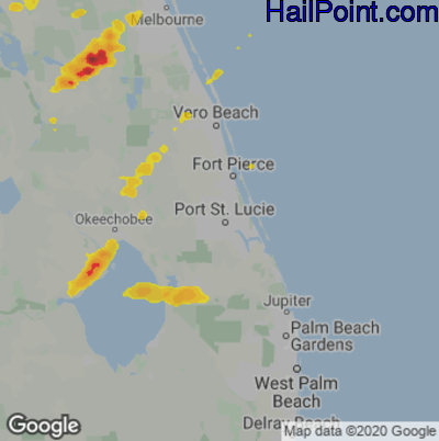 Hail Map for Port St. Lucie, FL Region on April 27, 2023 