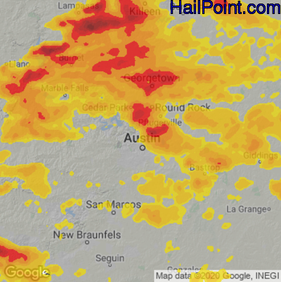 Hail Map for Austin, TX Region on April 28, 2023 