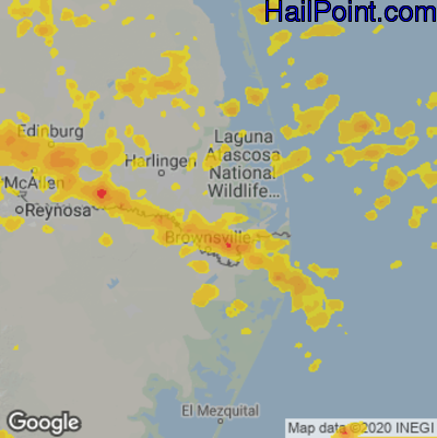 Hail Map for Brownsville, TX Region on April 29, 2023 