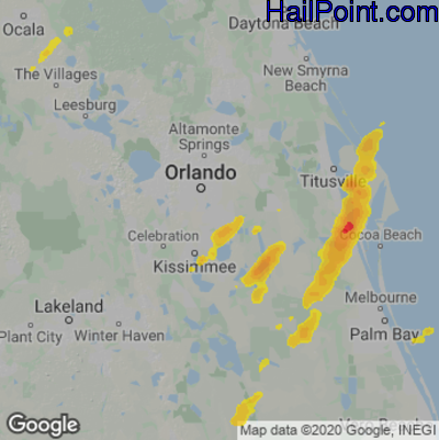 Hail Map for Orlando, FL Region on April 29, 2023