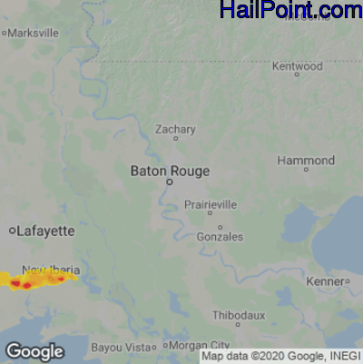 Hail Map for Baton Rouge, LA Region on May 1, 2023 
