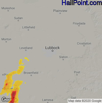 Hail Map for Lubbock, TX Region on May 3, 2023 