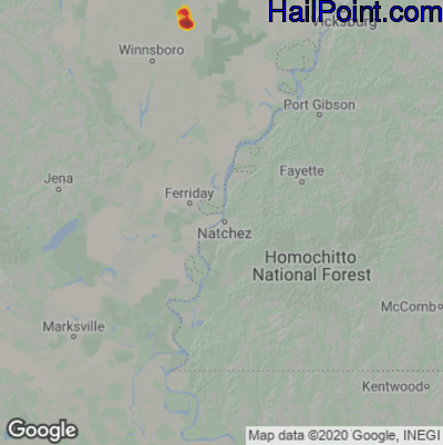 Hail Map for Natchez, MS Region on May 3, 2023