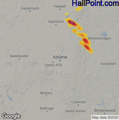 Hail Map for Abilene, TX Region on May 3, 2023