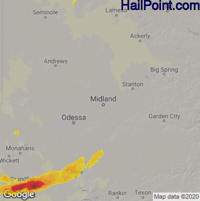 Hail Map for Midland, TX Region on May 4, 2023 