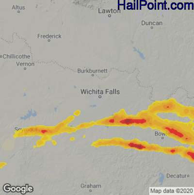 Hail Map for Wichita Falls, TX Region on May 4, 2023