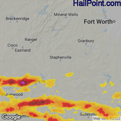 Hail Map for Stephenville, TX Region on May 4, 2023