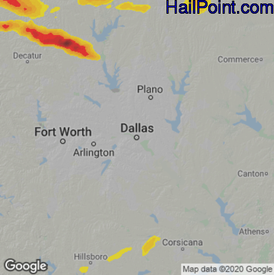 Hail Map for Dallas, TX Region on May 5, 2023 